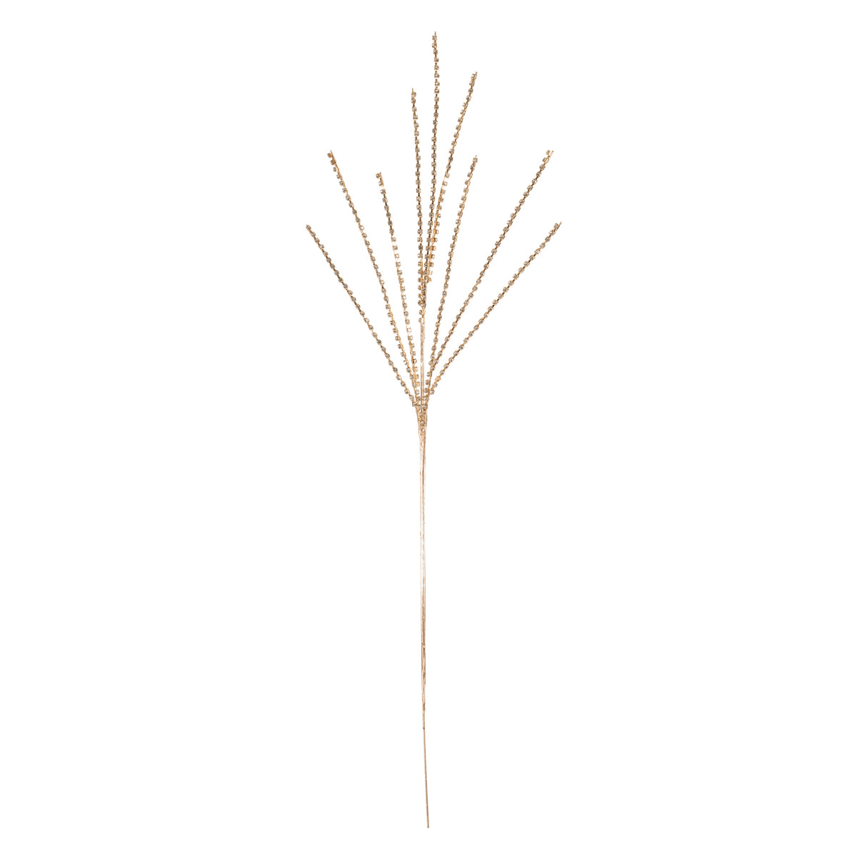Gold Faceted Bead Spray, single stem full length view showing stem and spray height