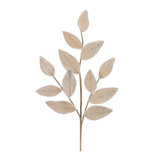 Set of 2 cream beaded leaf sprays with sage green stems for neutral Christmas decor