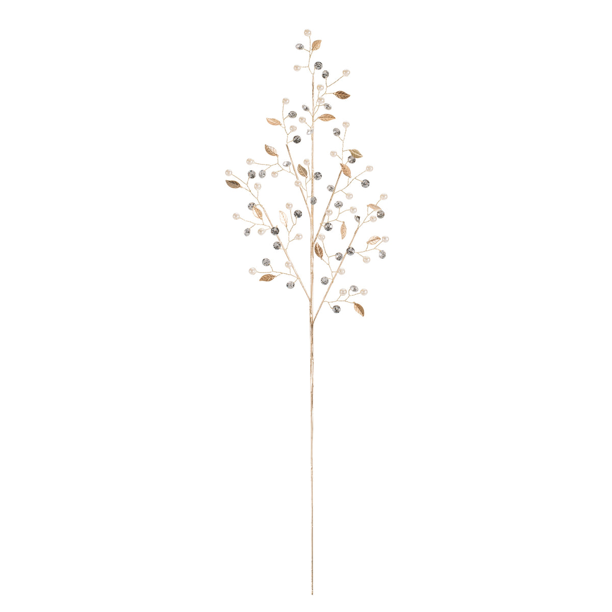 Pearl and Gold Leaf Spray, single stem full length view showing stem and spray height