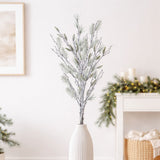 Snowy Oversized Pine Bundle styled in holiday decor, faux Christmas spray arrangement idea