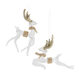Glass Deer Christmas Ornaments, close-up of the design and finish, Christmas tree ornaments