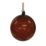 Six glossy brown glass ball Christmas ornaments with a smooth round shape