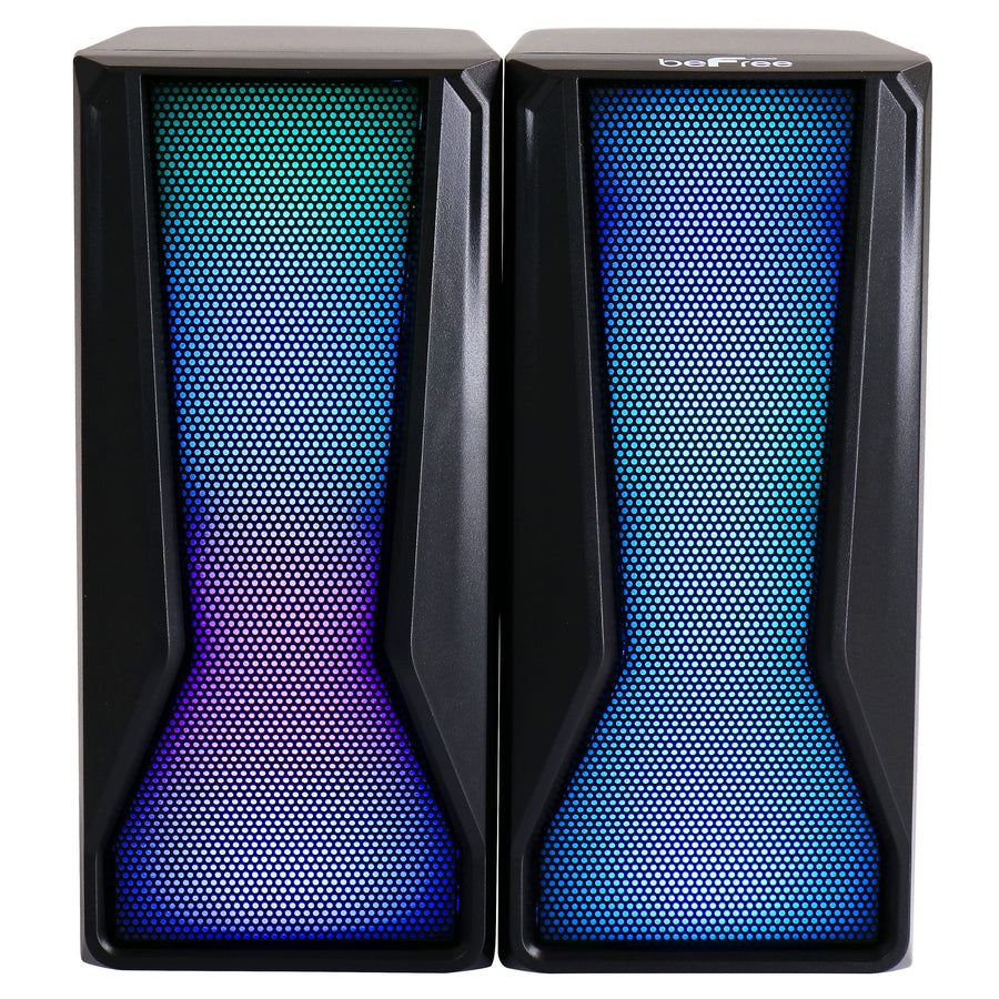 beFree Sound Color LED Dual Gaming Speakers, Black
