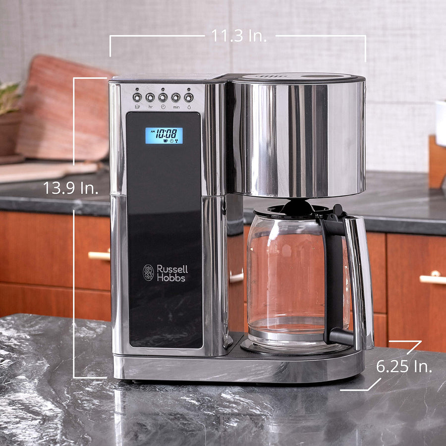Russell Hobbs CM8100BKR 8-Cup Programmable Coffeemaker, Black & Stainless