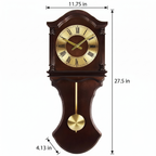 Bedford Clock Collection Wall Clock with Pendulum & Chimes – Chocolate Wood, 4-Tone Westminster Chime, Quartz Movement