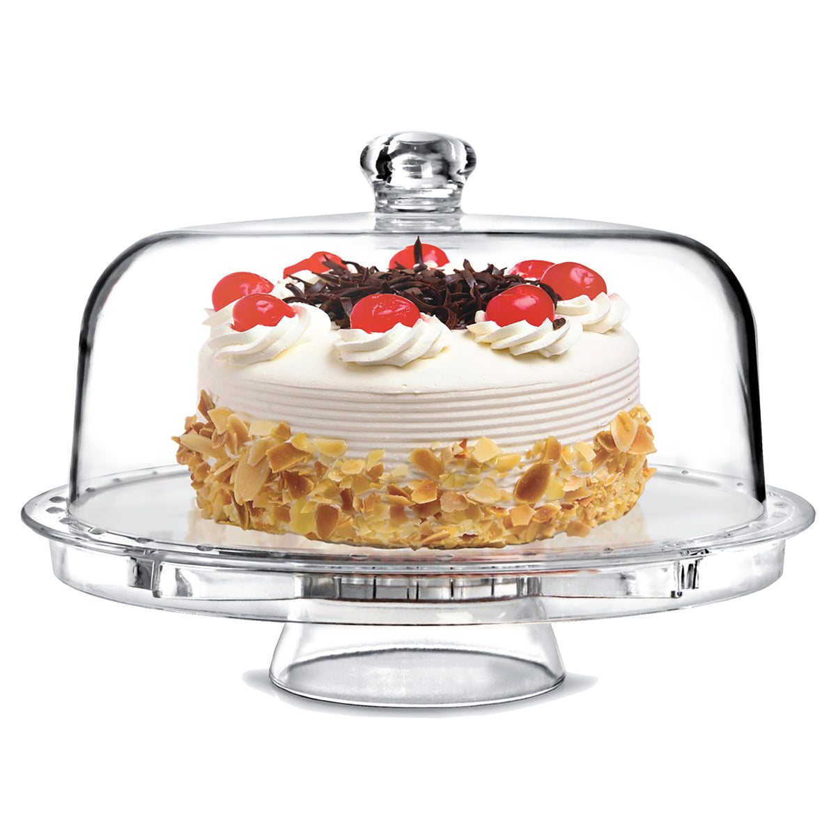 Fridgemate 4-in-1 crystal clear acrylic serving set with serving platter, cake cover punch bowl, and dip bowl base