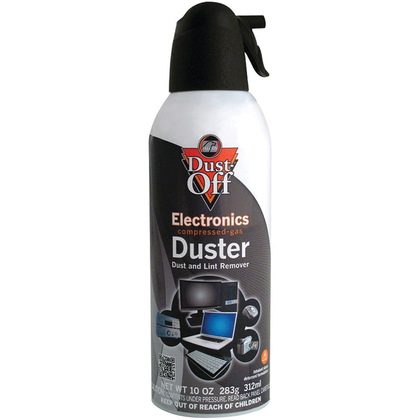 Dust-Off 10 oz Disposable Duster compressed air can with extension tube for cleaning keyboards and electronics