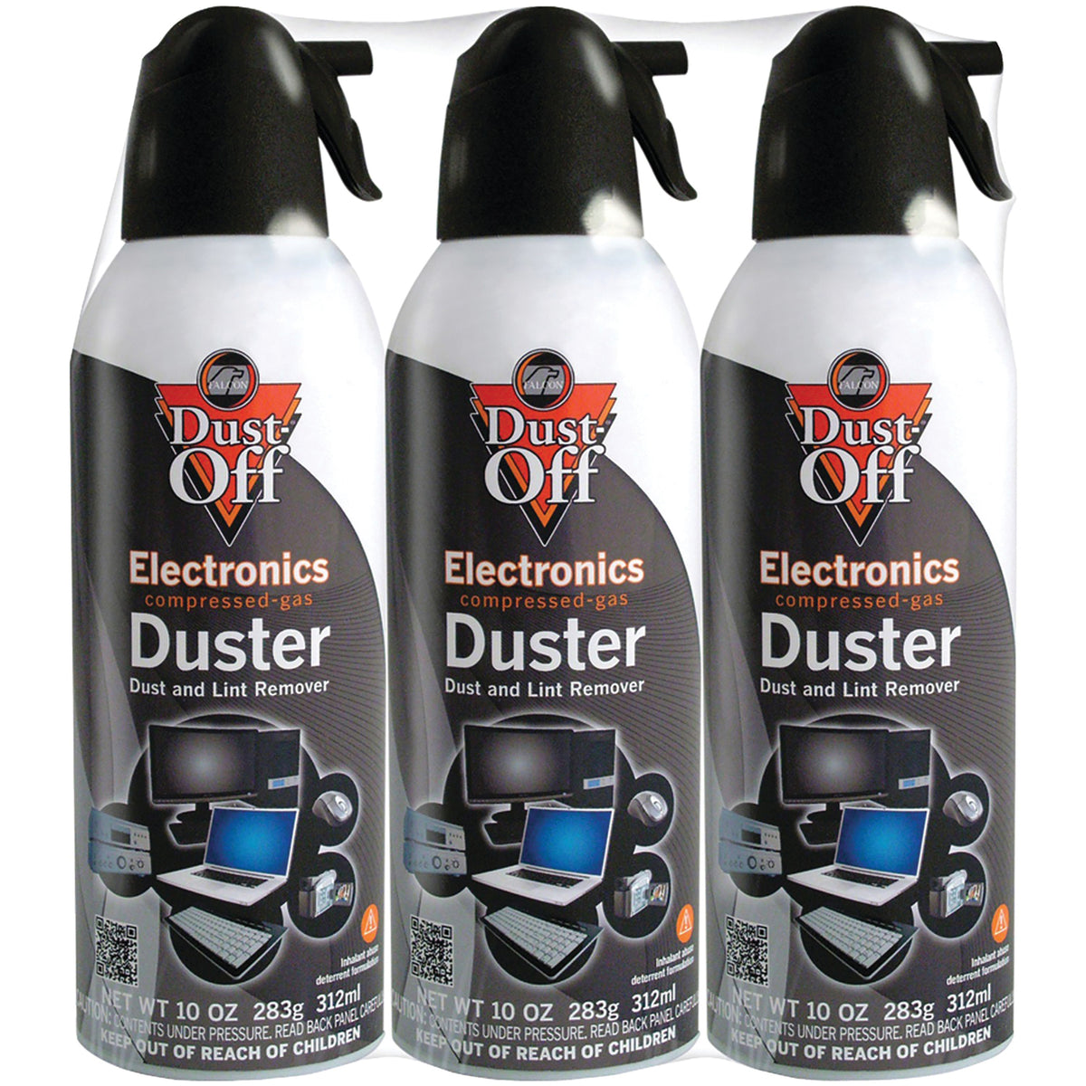 Dust-Off 10 oz disposable compressed air duster 3-pack for keyboards and electronics
