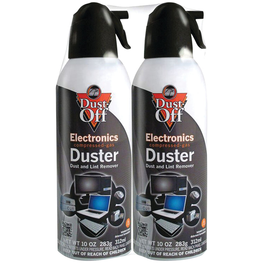 Dust-Off 10 oz disposable compressed air duster 2-pack, two cans with extension tubes