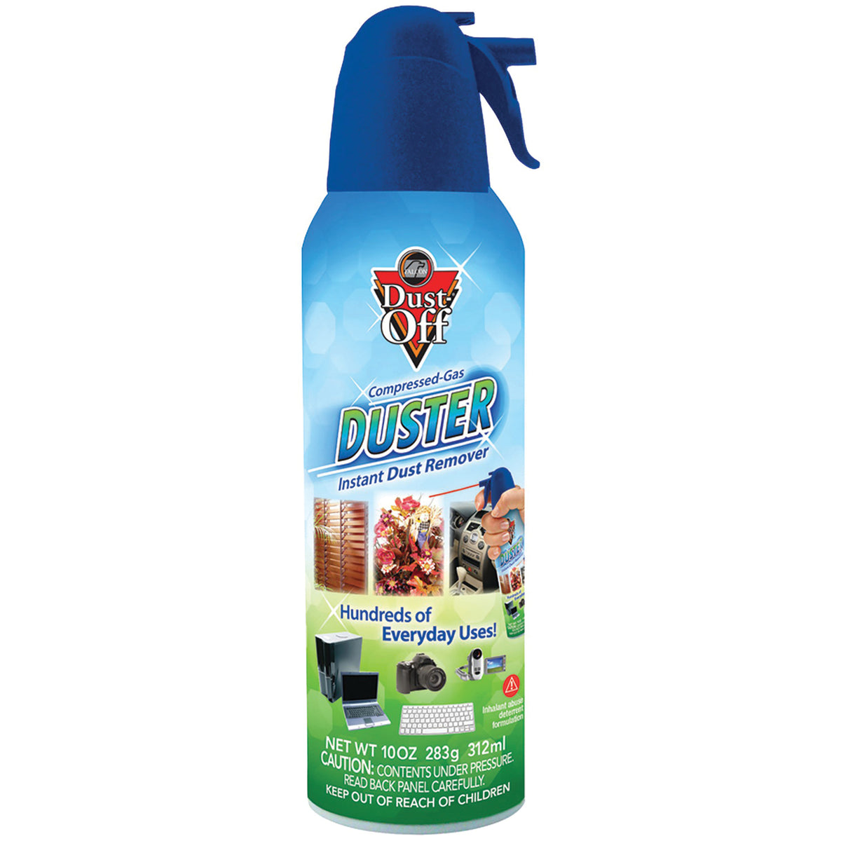 Dust-Off 10 oz Compressed Gas Duster spray can with extension straw for dusting blinds, crafts and car vents