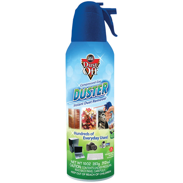 Dust-Off 10 oz Compressed Gas Duster spray can with extension straw for dusting blinds, crafts and car vents