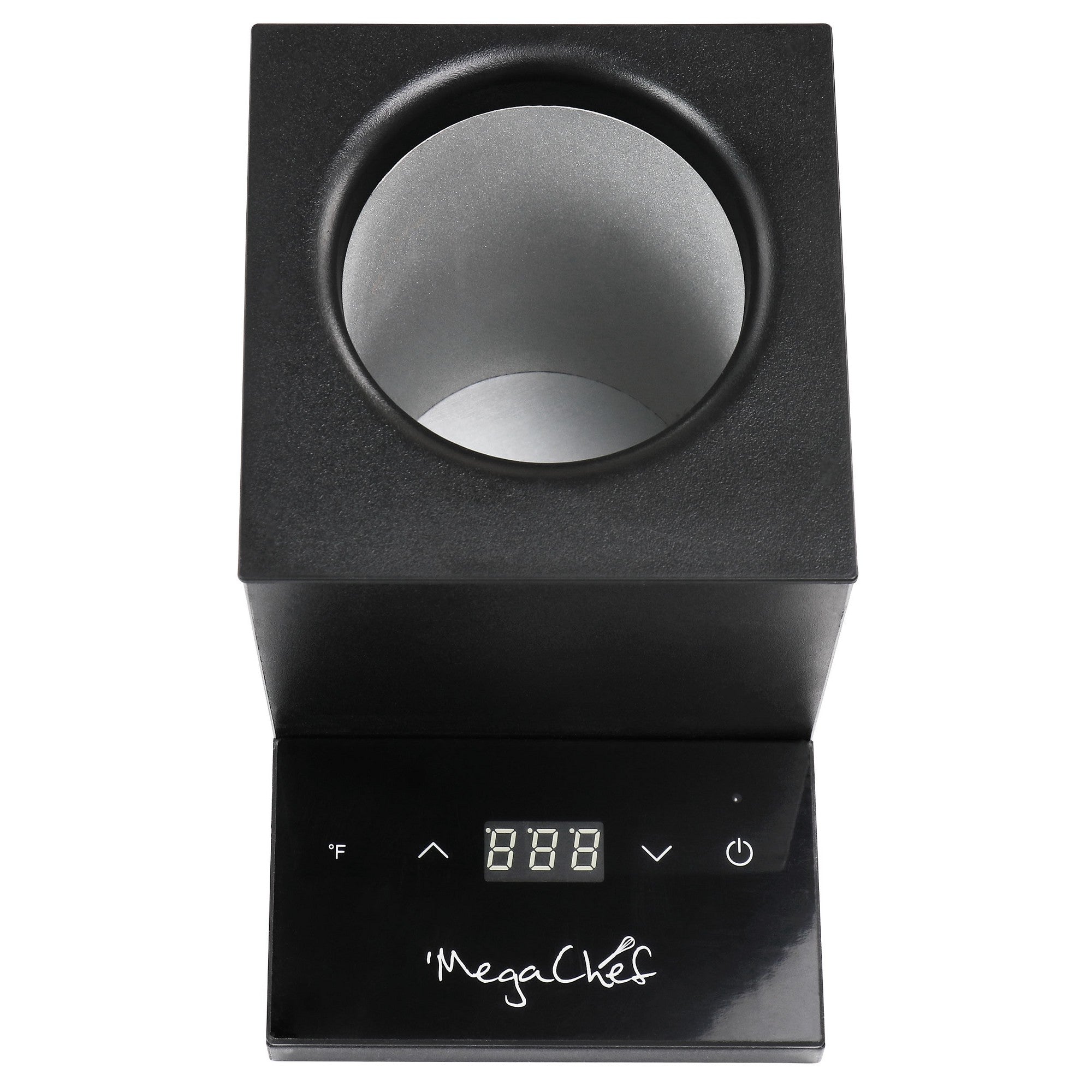 Touchscreen temperature control panel on the MegaChef single-bottle wine chiller in black