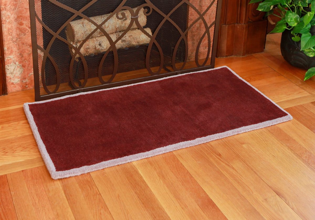 Minuteman Plum Wine wool hearth rug, rectangular