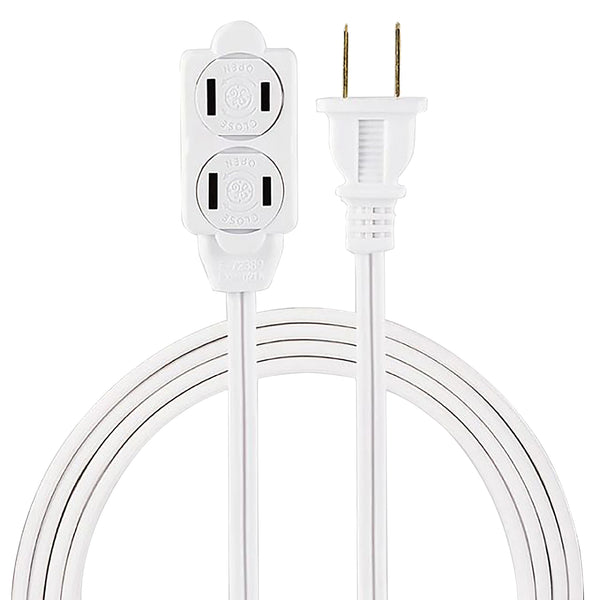 GE 51937 white 6 ft indoor polarized extension cord with 3 outlets and twist-to-close Tamper Guard safety covers