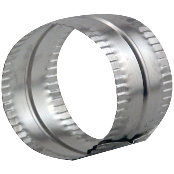 Lambro 244-36 4 in aluminum duct connector with crimped ends and center bead for joining flexible or rigid duct