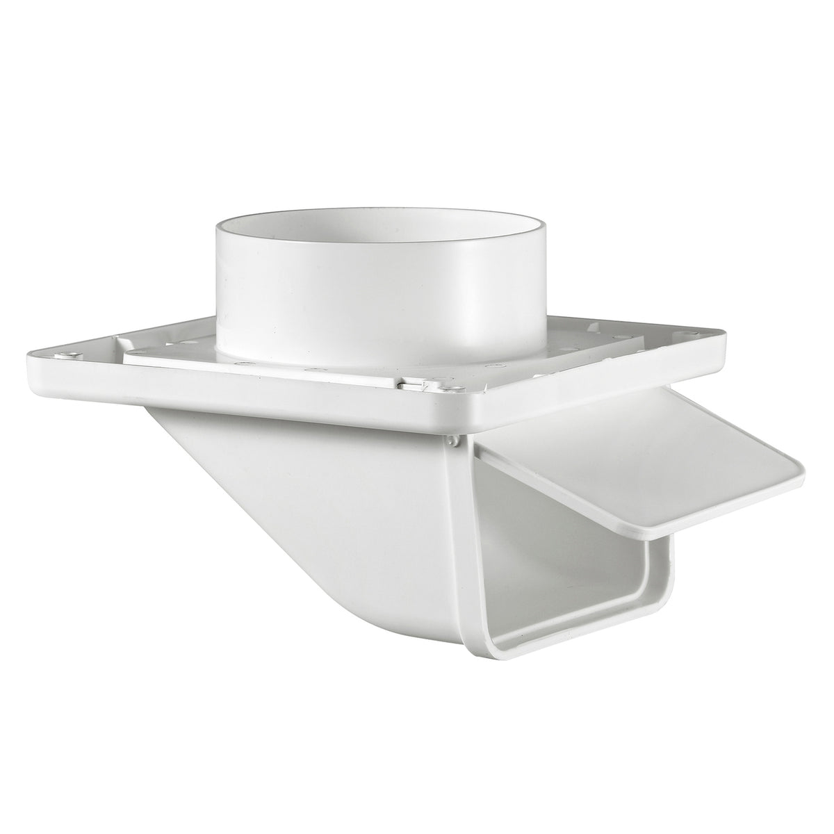 Lambro 143W white plastic 4 in soffit under-eave exhaust vent with damper for dryer and bath fan