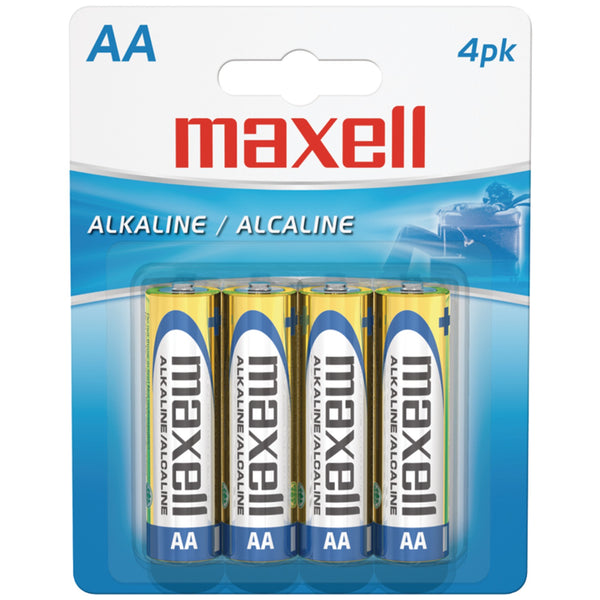 Maxell AA 1.5V LR6 alkaline batteries carded pack for remotes, clocks, toys and flashlights
