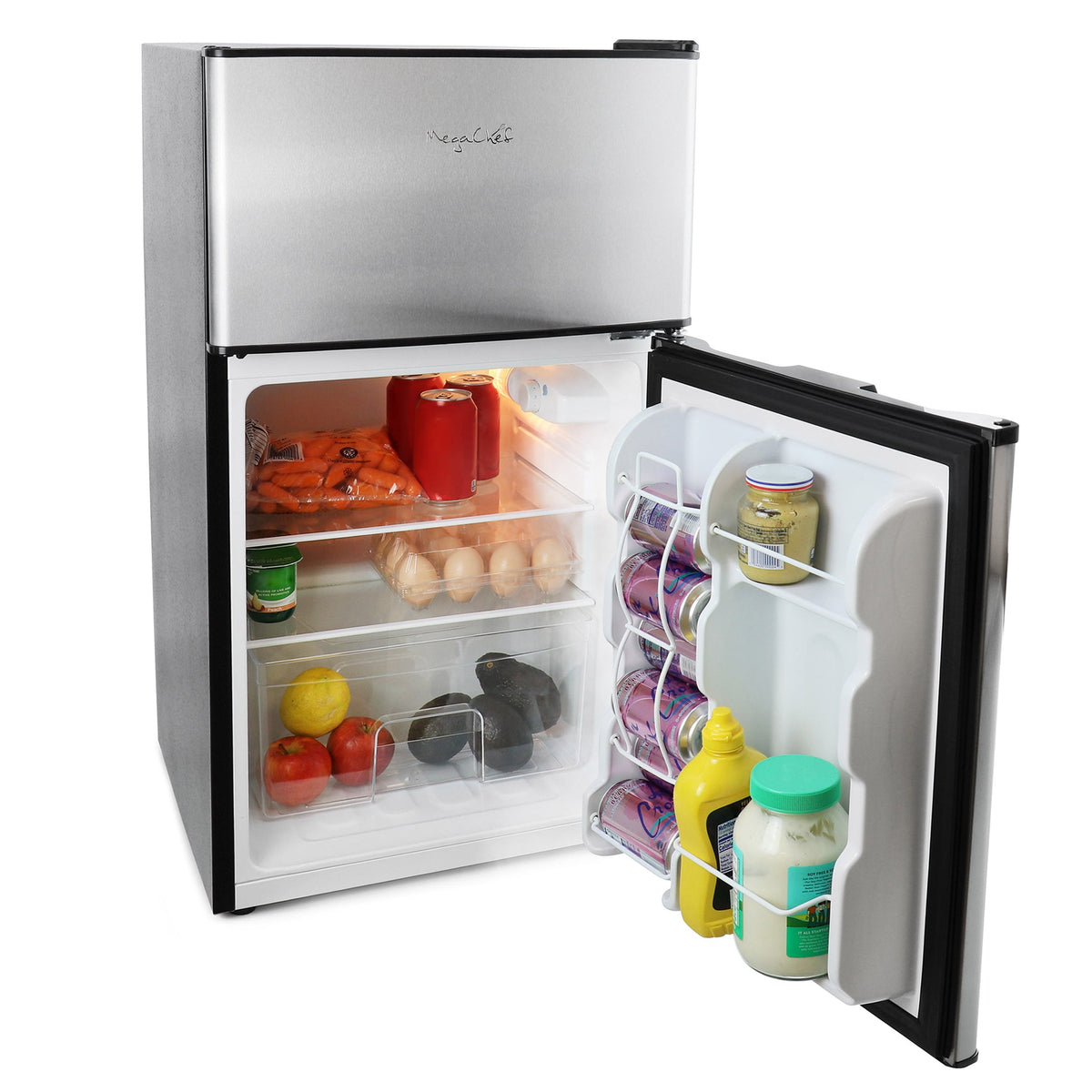 MegaChef compact refrigerator with reversible door