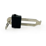 QuickJam portable polymer no-tools door blocker braced against floor for inward-opening door security