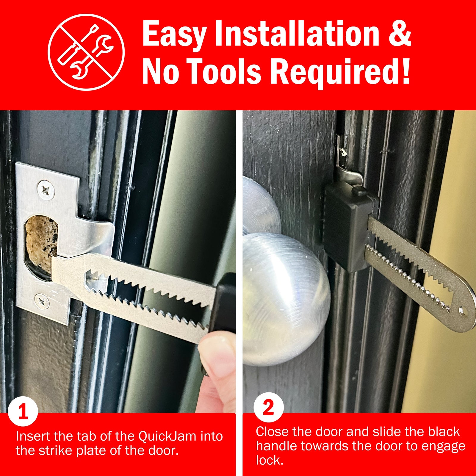 QuickJam Universal Portable Door Blocker - No-Tools Travel Security
