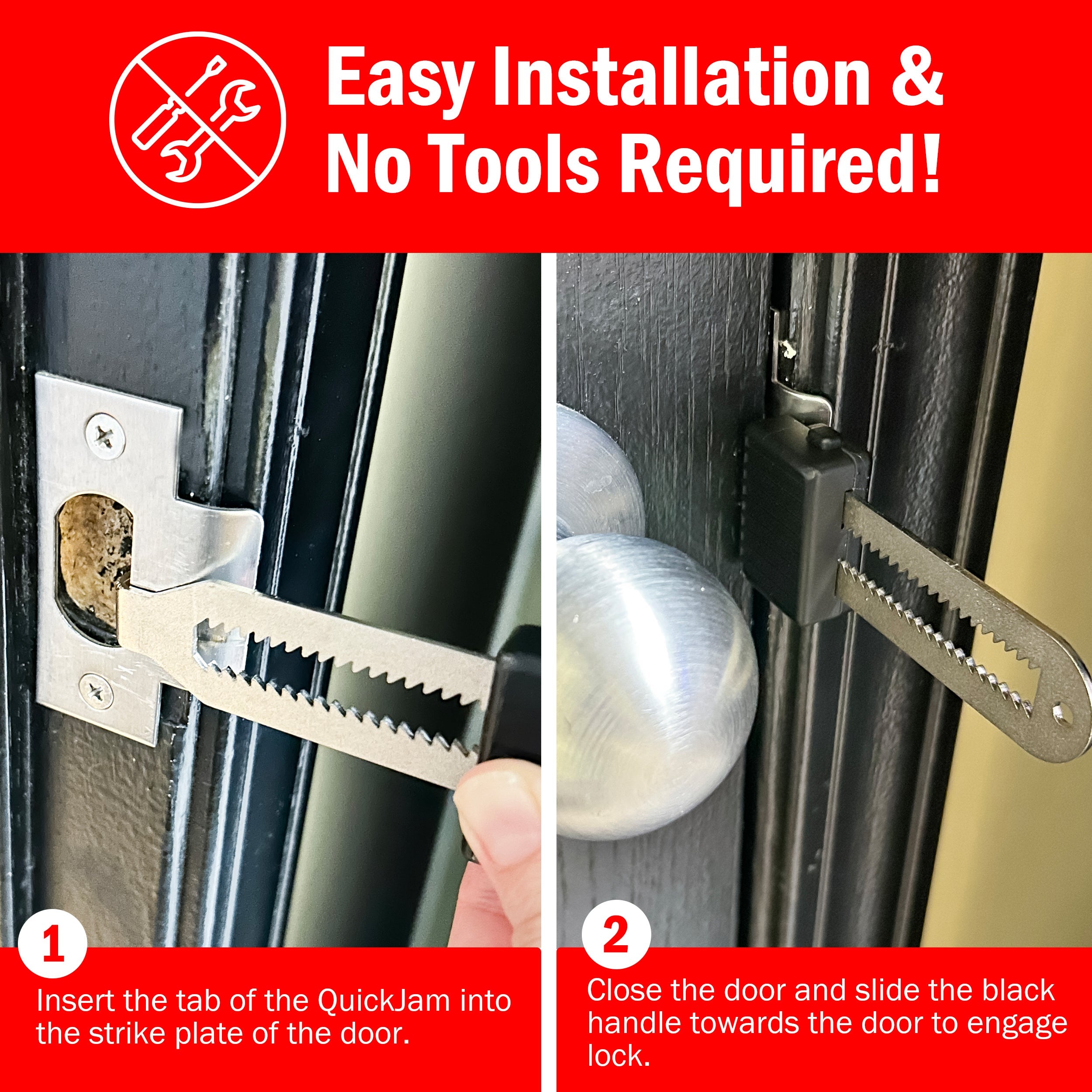 QuickJam Universal Portable Door Blocker - No-Tools Travel Security