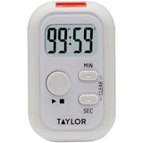 Taylor 5879 white flashing light kitchen timer with digital display, sound, light and vibration alerts, magnet, stand and clip