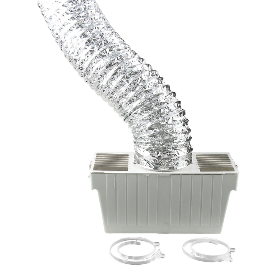 Deflecto LTF indoor dryer vent lint trap kit with water reservoir, 4 in flexible duct, and clamps