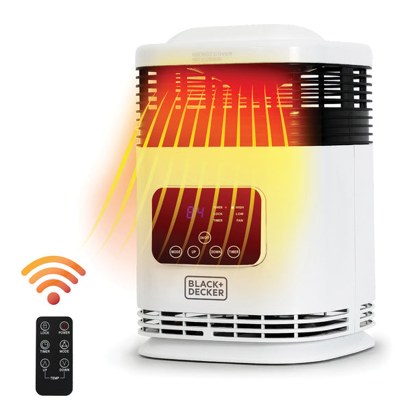 BLACK+DECKER 1,500-Watt-Max Mini 360° Surround Heater with Digital Display and Remote