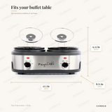 MegaChef Dual Buffet Cooker dimensions: 17.5 in L x 8.75 in W x 9.25 in H