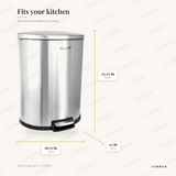 Elama Half-Circle Bin dimensions: 16.75 in W x 12 in D x 25.25 in H