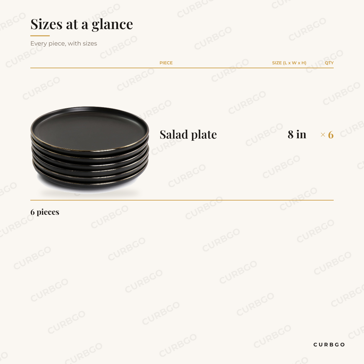 Paul Salad Plates piece sizes: salad plate 8 in
