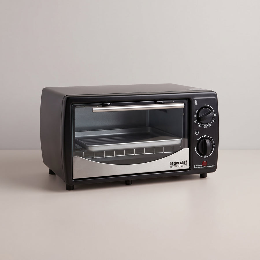 Better Chef IM-256B 9 liter toaster oven shown from a raised three-quarter studio angle on a plain white surface