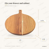 Elama Acacia Board dimensions: 14.9 in L x 12 in W x 0.6 in H