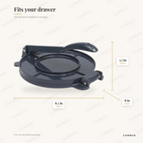Oster Tortilla Press dimensions: 8.5 in length, 3.5 in height, 8 in width