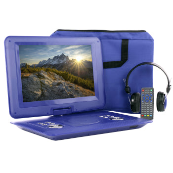beFree Sound 14.1 Inch Portable DVD Player with Swivel TFT-LCD Screed USB,Sn anD,AV Inputs- Blue