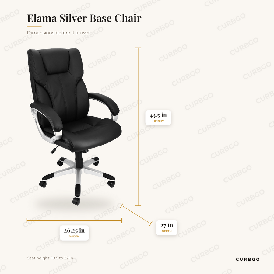 Elama Silver Base Chair dimensions: 26.25 in W x 27 in D x 43.5 in H