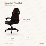 Elama Red Trim Chair dimensions: 26.77 in W x 25.19 in D x 44.88 to 48.6 in H