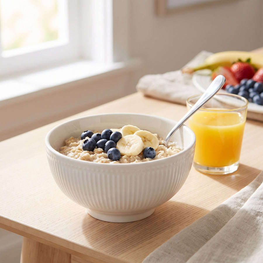 Elama Gretel 6-Piece Round White Stoneware Cereal Bowl Set lifestyle image