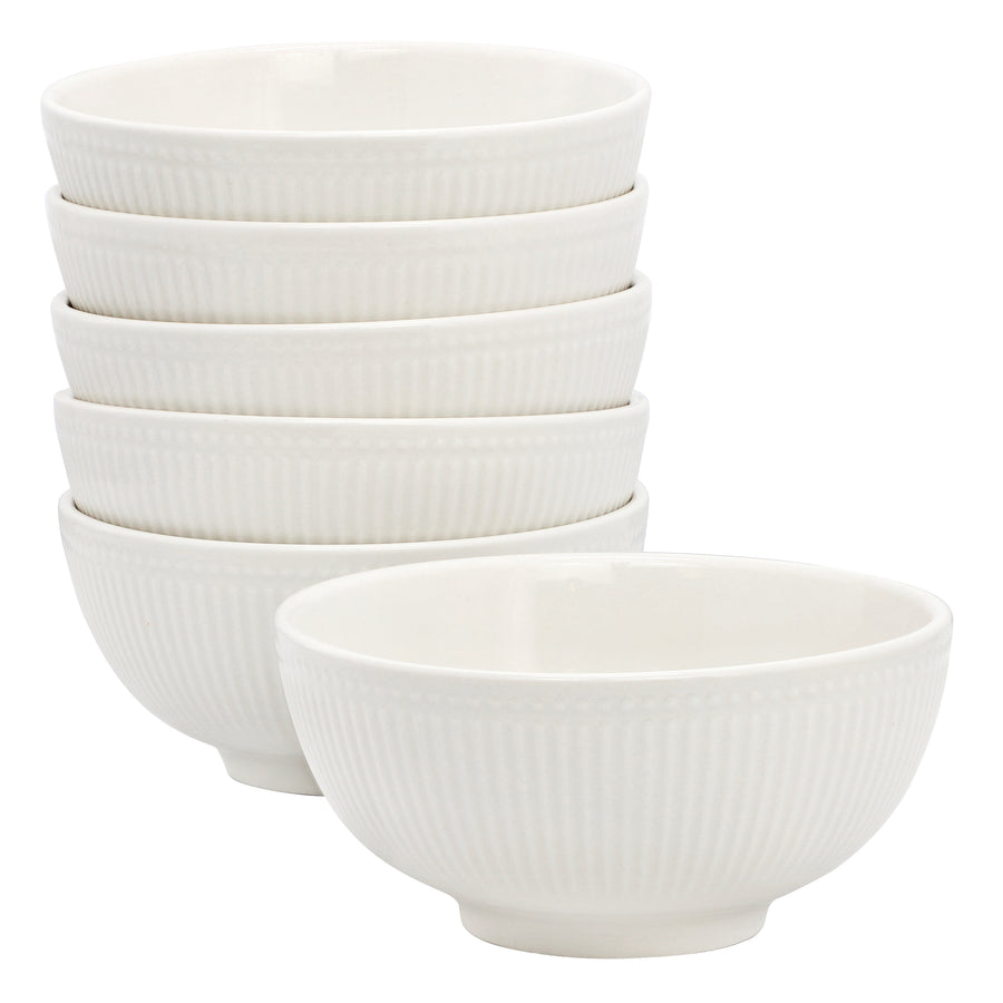 Elama Gretel 6-Piece Round White Stoneware Cereal Bowl Set