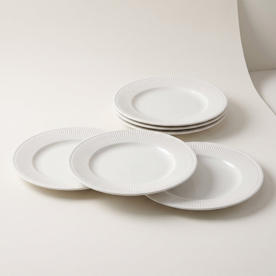 Elama Gretel 6-Piece Round White Stoneware Dinner Plate Set, 10.5 Inch lifestyle image