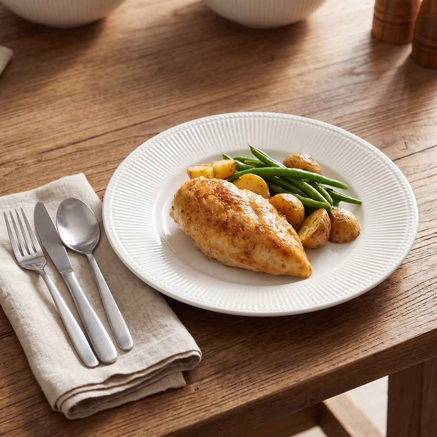 Elama Gretel 6-Piece Round White Stoneware Dinner Plate Set, 10.5 Inch lifestyle image