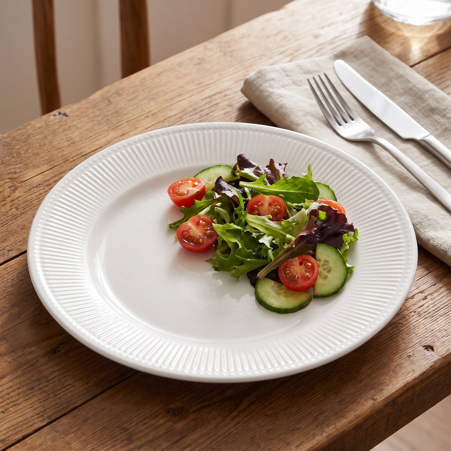 Elama Gretel 6-Piece Round White Stoneware Salad Plate Set lifestyle image
