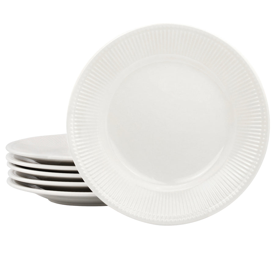 Elama Gretel 6-Piece Round White Stoneware Salad Plate Set