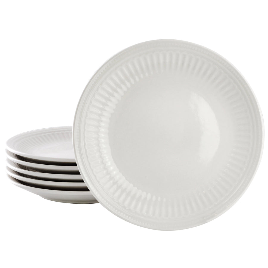 Elama Hansel 6-Piece Embossed Arch White Stoneware Salad Plate Set