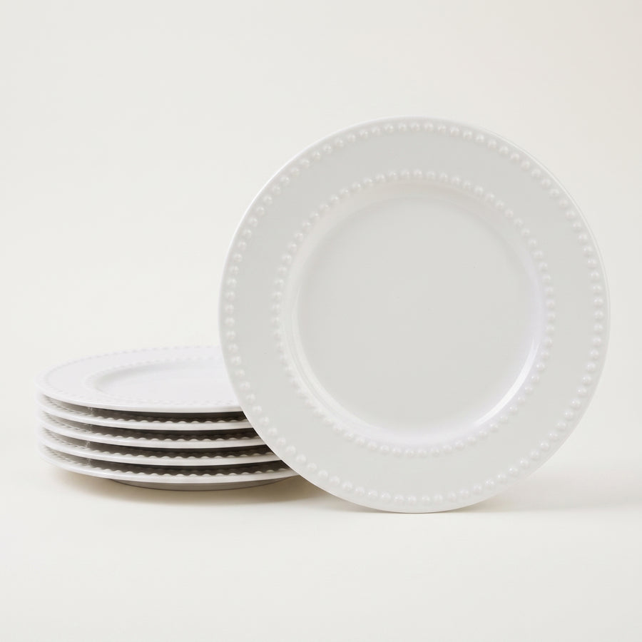 Elama Olevia 6-Piece Embossed Dot White Stoneware Salad Plate Set lifestyle image