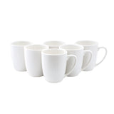 Elama Ophelia set of six white stoneware 12 oz coffee mugs with an embossed woven texture