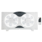 Optimus 8 in. Electric Reversible Twin Window Fan with Thermostat & LED