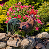 29" Tall Painted Iron Rooster Decoration Felix hand painted iron rooster figure