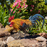 21.25" Tall Painted Iron Rooster Decoration "Maxwell" hand painted iron rooster figure