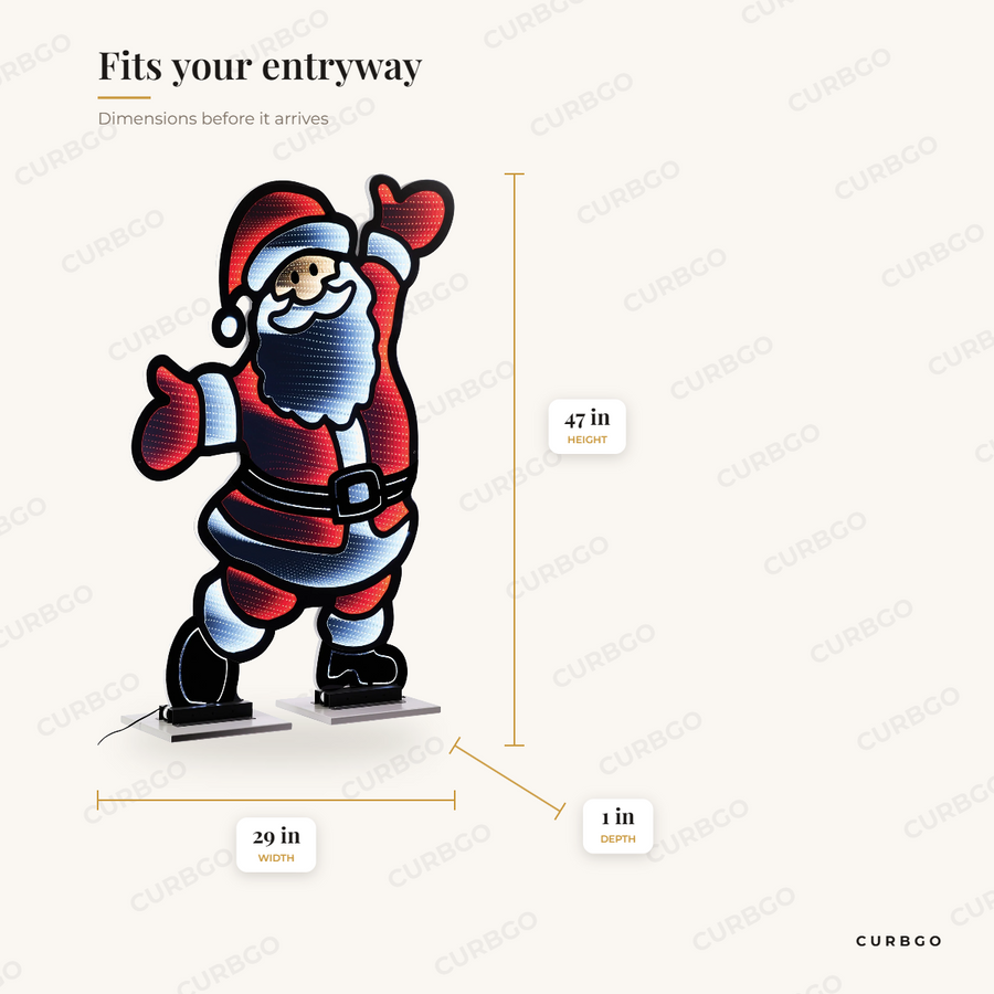 Lighted Santa Decor 47 in dimensions: 47 in H x 29 in W x 1 in D